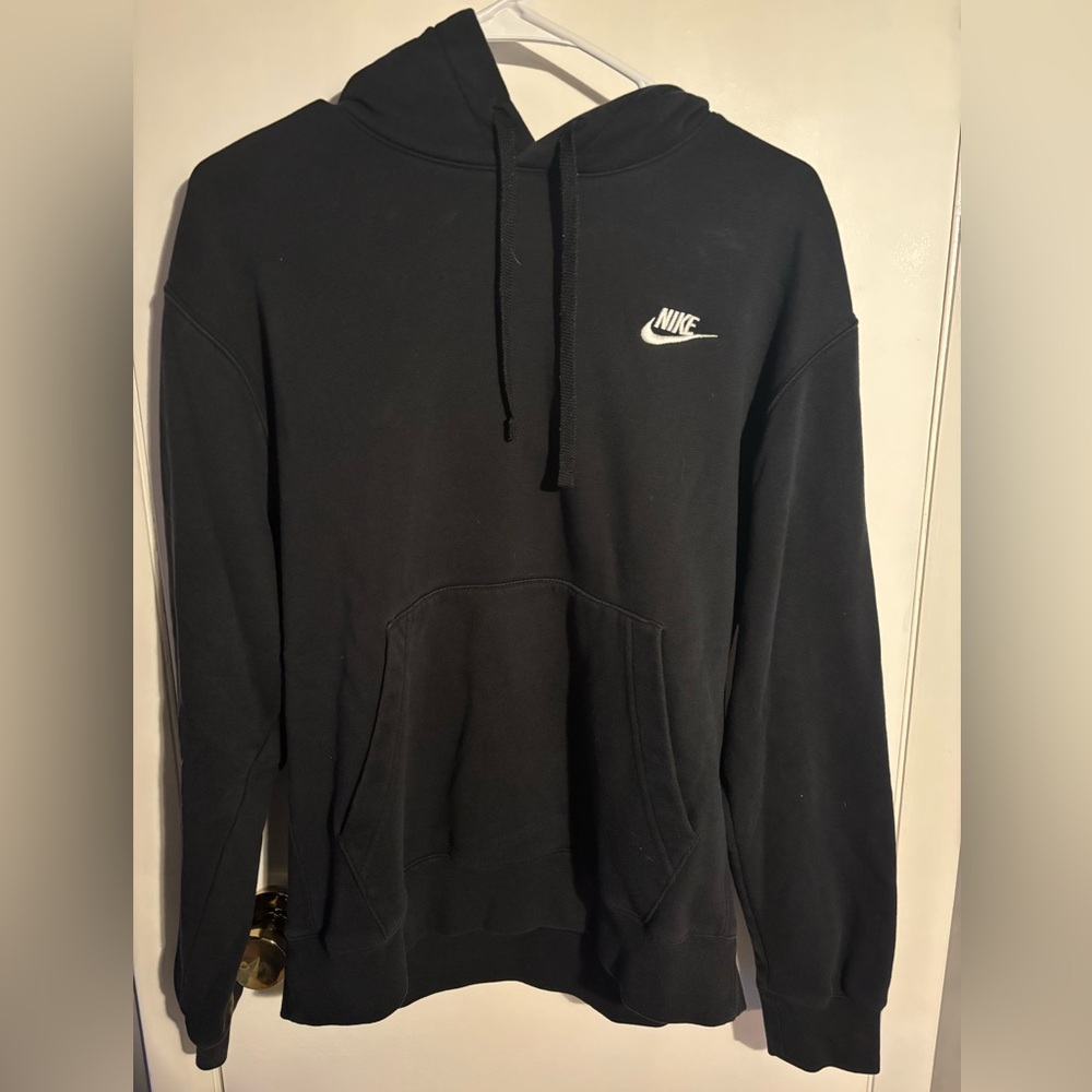 Nike Men's Black Hoodie with White Logo